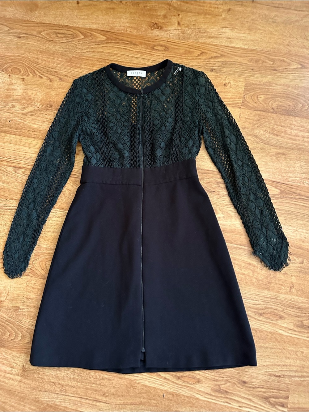 SANDRO Paris Black Lace Top Mini Dress    Size 2